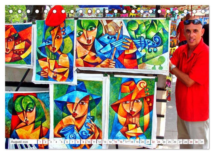 Produktbild: Kuba Kunst - Maler in Havanna (Tischkalender 2026 DIN A5 quer), CALVENDO Monatskalender