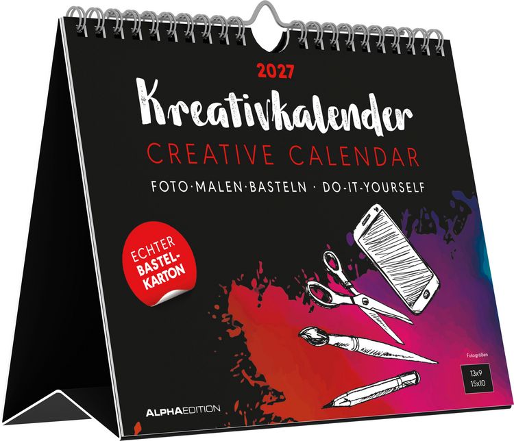 Produktbild: Kreativkalender Tischaufsteller quer schwarz 2027