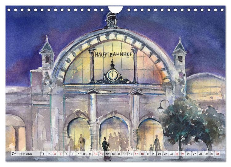 Produktbild: Frankfurt in Aquarell (Wandkalender 2026 DIN A4 quer), CALVENDO Monatskalender