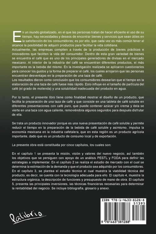 Produktbild: Estudio de Factibilidad de Un Producto Innovador de Cafe.