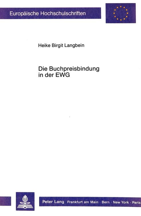 Produktbild: Die Buchpreisbindung in der EWG