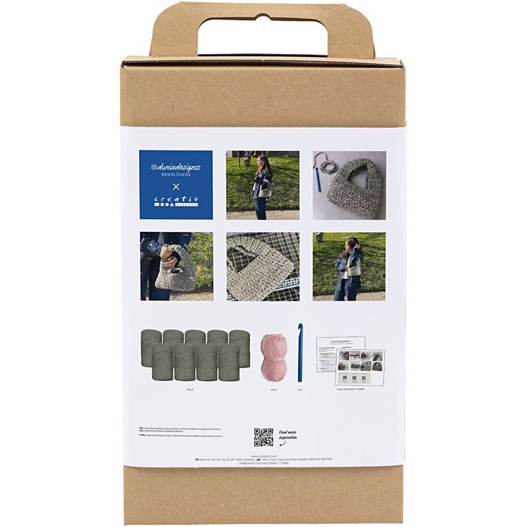 Produktbild: Creativ Company DIY Sets Stricken & H&auml;keln Kreativ Set H&auml;keln, Olivgr&uuml;n, , Grob geh&auml;kelte Tasche, Kreativ Box