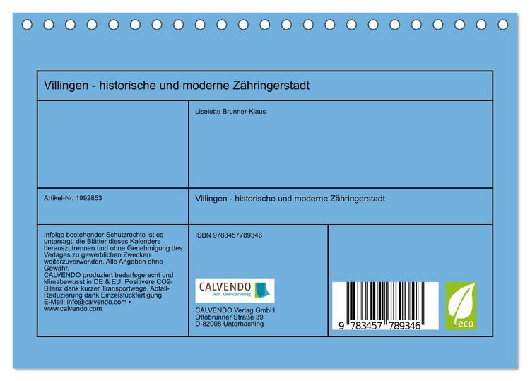 Produktbild: Villingen - historische und moderne Z&auml;hringerstadt (Tischkalender 2026 DIN A5 quer), CALVENDO Monatskalender