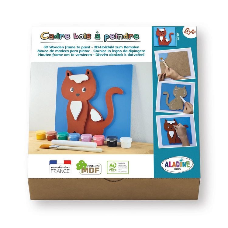 Produktbild: ALADINE - 3D-Holzbild zum Bemalen Katze