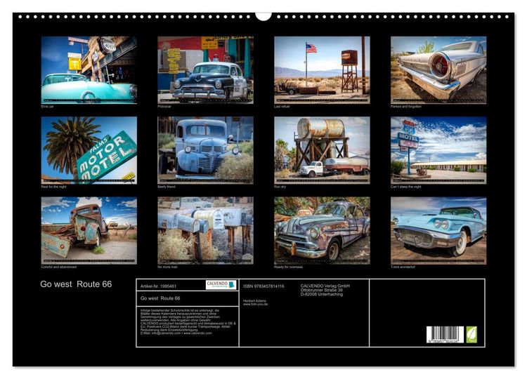 Produktbild: Go west Route 66 (Wandkalender 2026 DIN A2 quer), CALVENDO Monatskalender