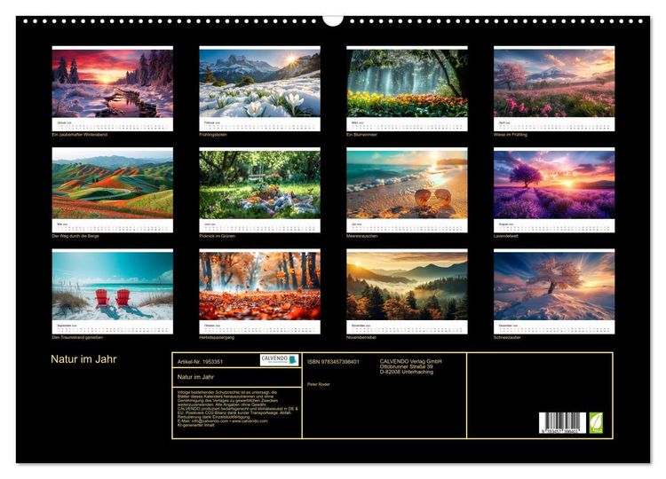 Produktbild: Natur im Jahr (Wandkalender 2026 DIN A2 quer), CALVENDO Monatskalender