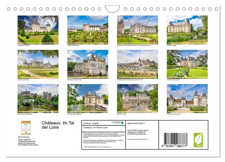 Produktbild: Ch&acirc;teaux. Im Tal der Loire (Wandkalender 2026 DIN A4 quer), CALVENDO Monatskalender