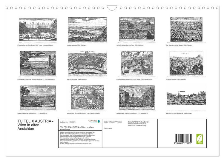 Produktbild: TU FELIX AUSTRIA - Wien in alten Ansichten (Wandkalender 2026 DIN A3 quer), CALVENDO Monatskalender