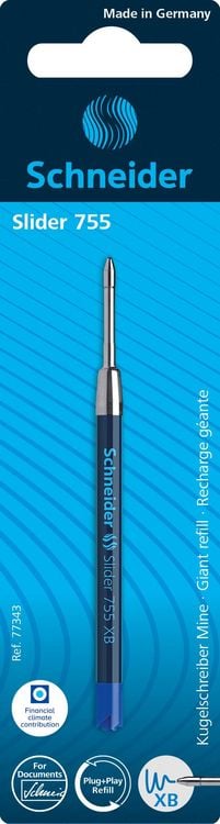 Produktbild: Schneider Kugelschreiber Mine Slider 755 XB, blau, Blisterkarte mit 1 St&uuml;ck