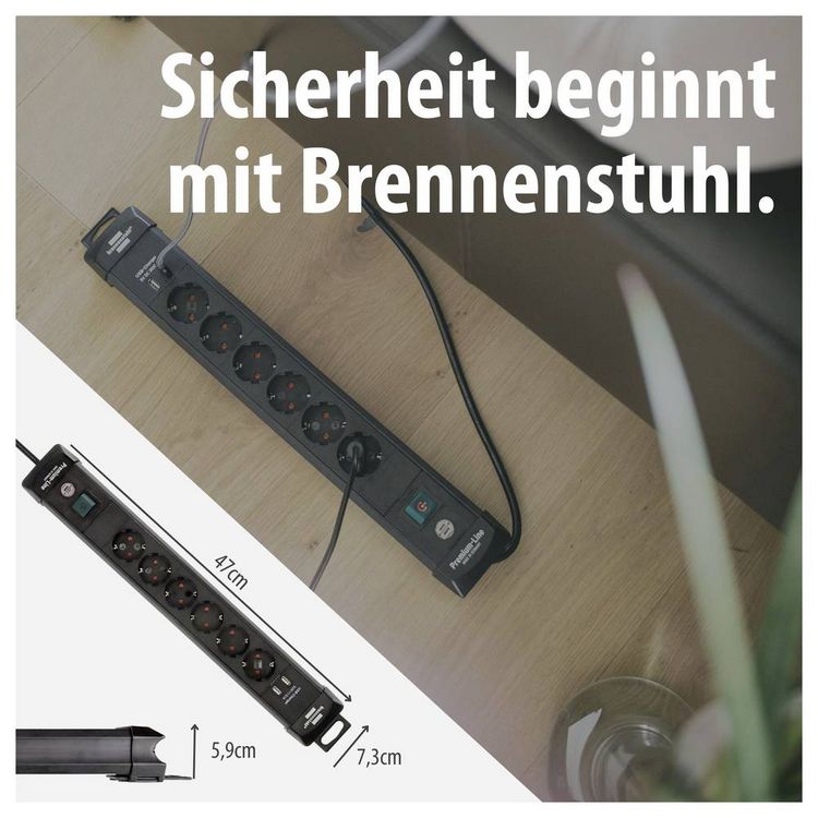 Produktbild: Brennenstuhl 1951160602 Steckdosenleiste mit Schalter 6fach Schwarz Schutzkontakt 1 St.