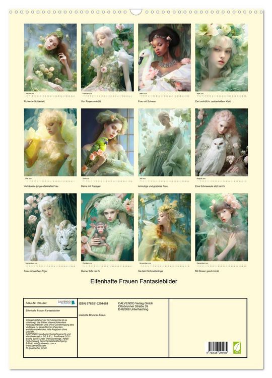 Produktbild: Elfenhafte Frauen Fantasiebilder (Wandkalender 2026 DIN A2 hoch), CALVENDO Monatskalender