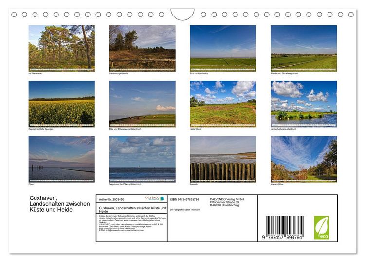 Produktbild: Cuxhaven, Landschaften zwischen K&uuml;ste und Heide (Wandkalender 2026 DIN A4 quer), CALVENDO Monatskalender
