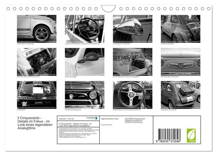 Produktbild: il Cinquecento - Details im Fokus - im Look eines legend&auml;ren Analogfilms (Wandkalender 2025 DIN A4 quer), CALVENDO Monatskalender