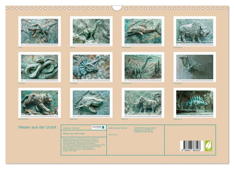 Produktbild: Wesen aus der Urzeit (Wandkalender 2026 DIN A3 quer), CALVENDO Monatskalender