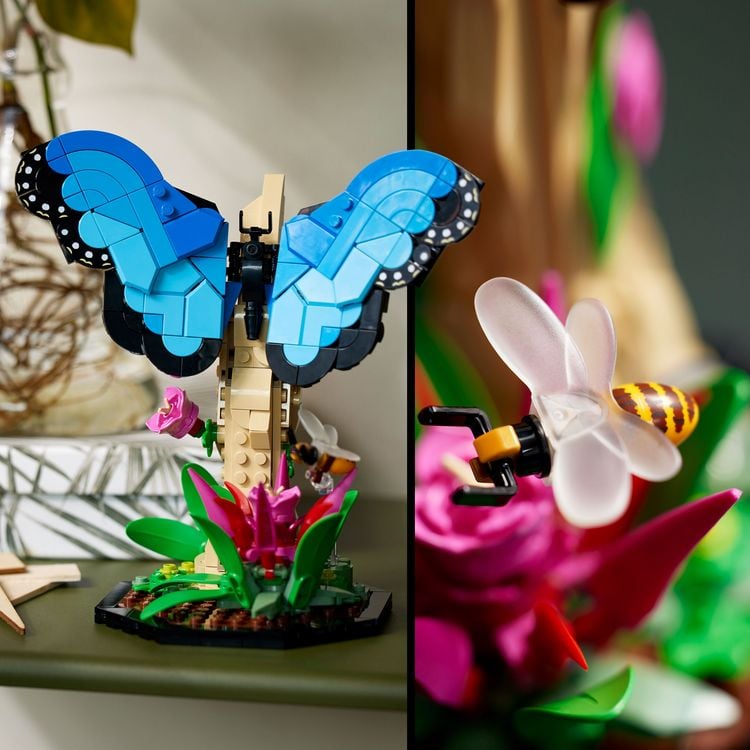 Produktbild: LEGO Ideas 21342 Die Insektensammlung, 3 Insekten-Modelle mit Schmetterling