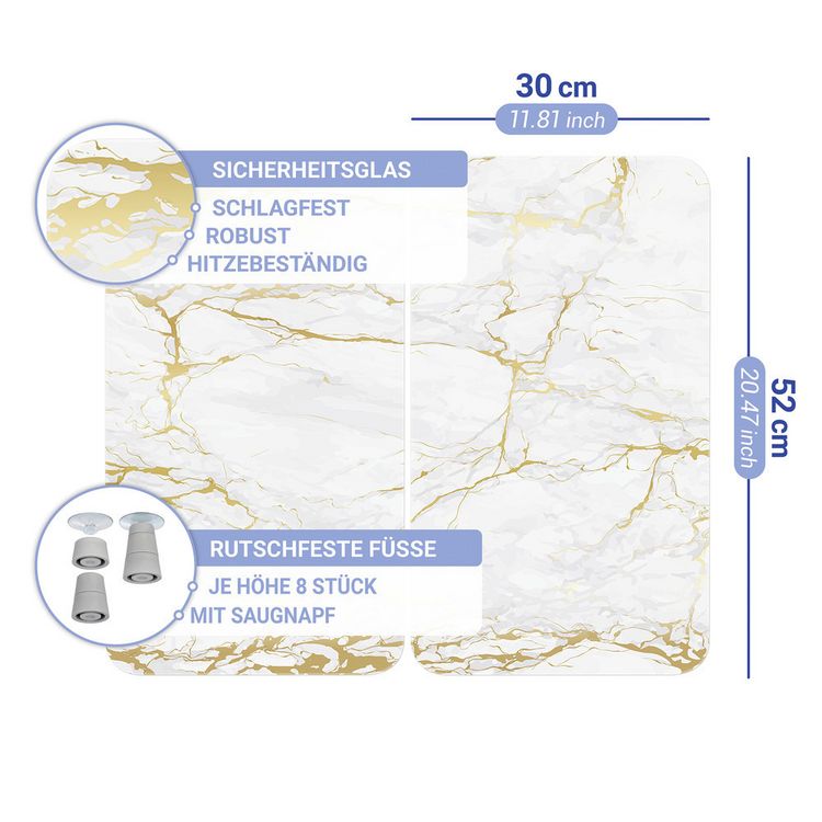 Produktbild: Herdabdeckplatte Universal Mod. Marmor Gold, 2er Set, f&uuml;r alle Herdarten geeignet