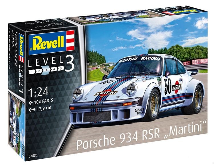Produktbild: Revell 07685 Porsche 934 RSR \"Martini\" Automodell Bausatz 1:24