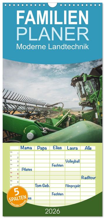 Produktbild: Familienplaner 2026 - Moderne Landtechnik mit 5 Spalten (Wandkalender, 21 x 45 cm) CALVENDO