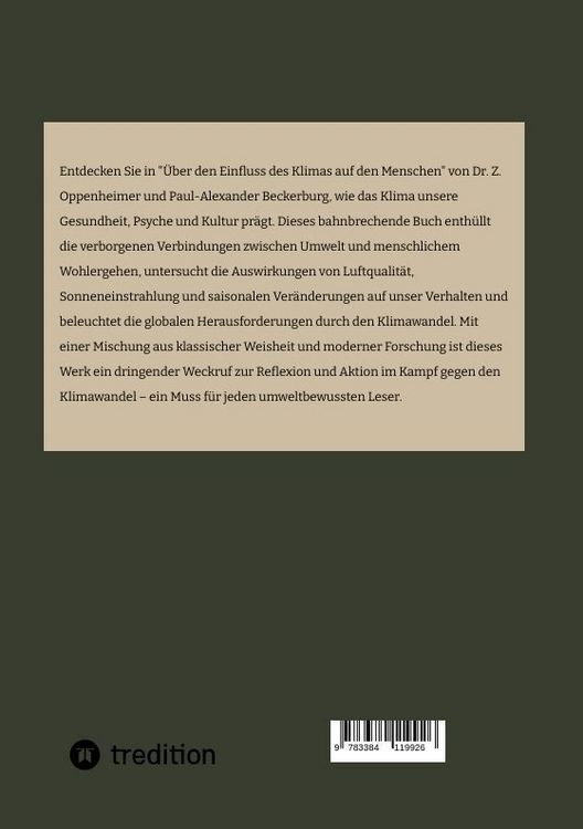 Produktbild: &Uuml;ber den Einfluss des Klimas auf den Menschen