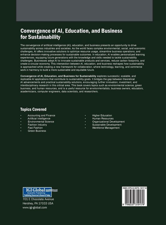 Produktbild: Convergence of AI, Education, and Business for Sustainability