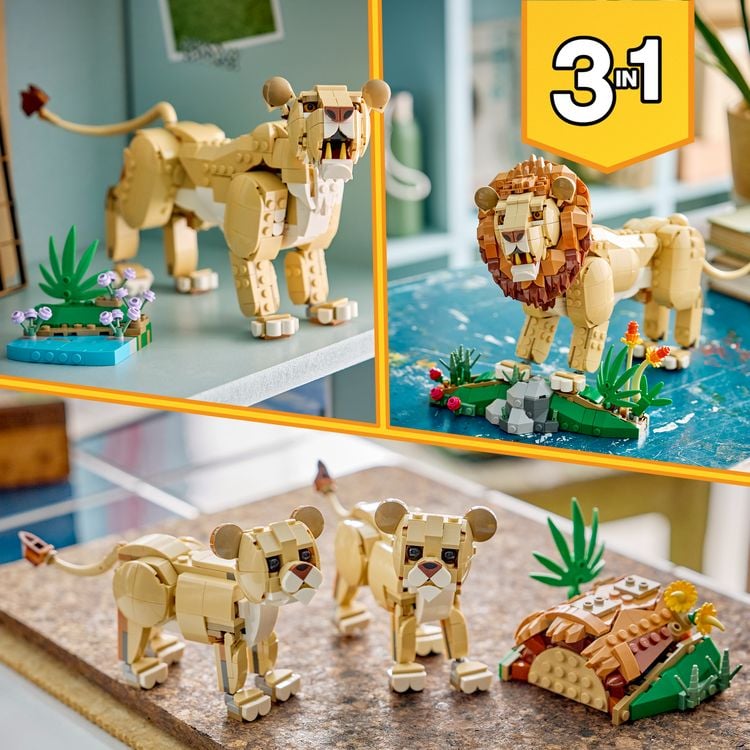 Produktbild: LEGO Creator 3-in-1-Set 31386 Wilde Tiere: Majest&auml;tischer L&ouml;we, Bauset