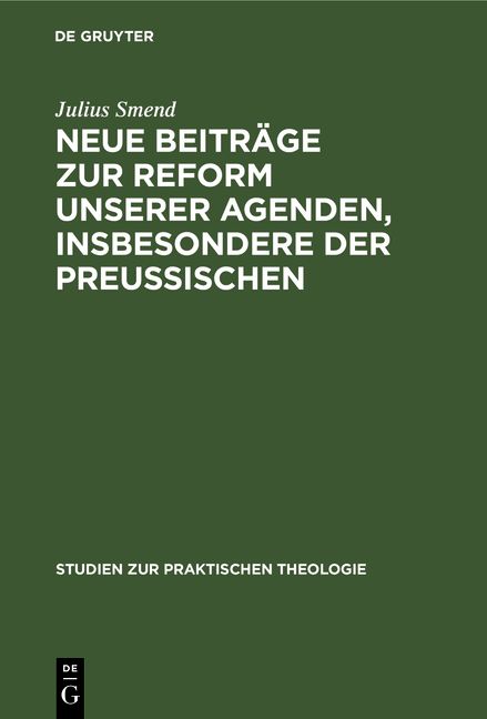 Produktbild: Neue Beitr&auml;ge zur Reform unserer Agenden, insbesondere der preu&szlig;ischen