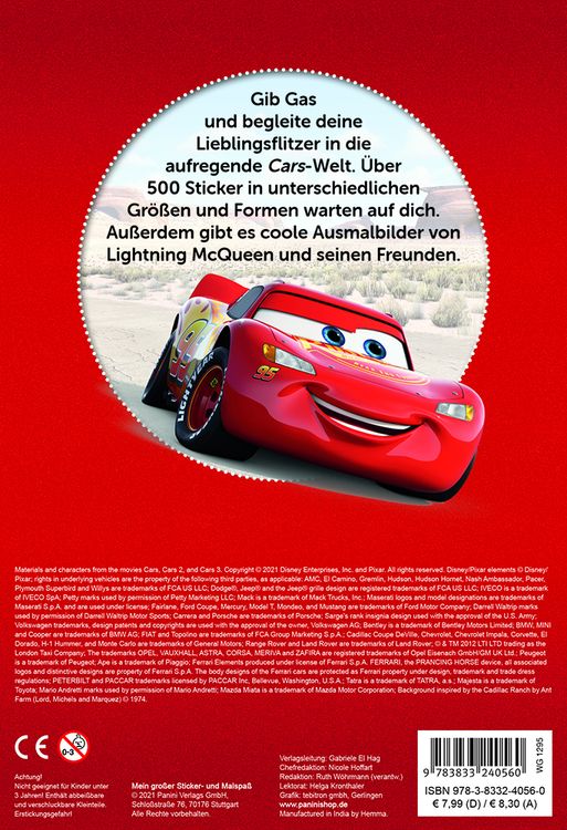 Produktbild: Disney PIXAR Cars: Mein großer Sticker- und Malspaß