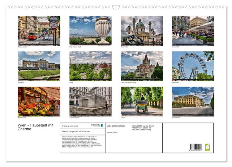 Produktbild: Wien - Haupstadt mit Charme (Wandkalender 2026 DIN A2 quer), CALVENDO Monatskalender