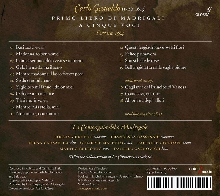 Produktbild: Primero Libro di Madrigali
