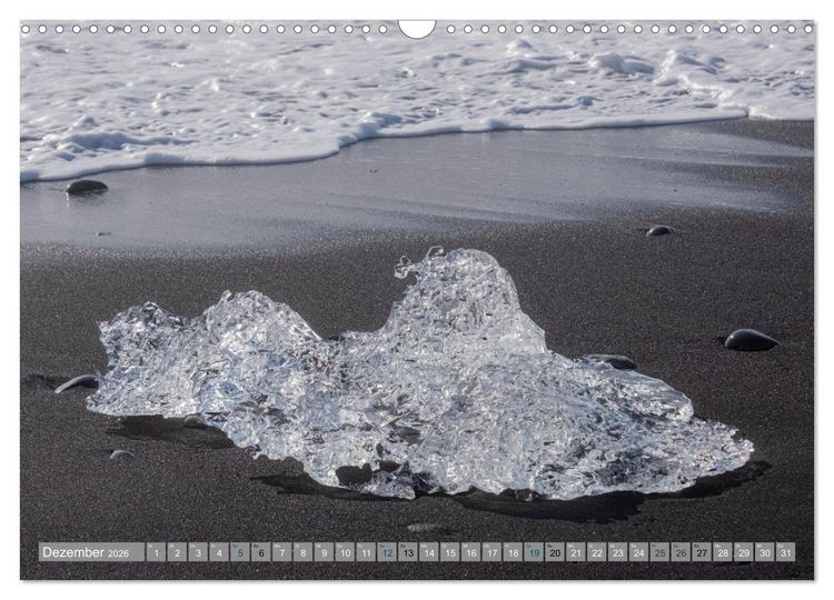 Produktbild: Island - Gletscher, Wasserf&auml;lle, Hei&szlig;e Quellen (Wandkalender 2026 DIN A3 quer), CALVENDO Monatskalender