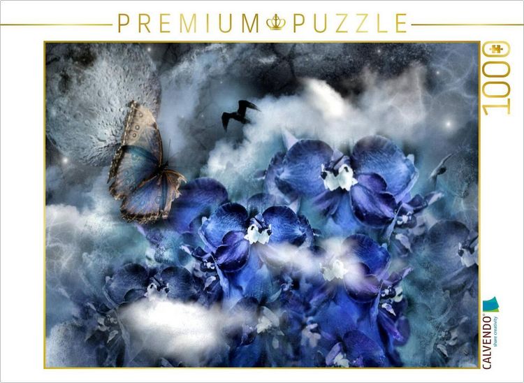 Produktbild: CALVENDO Puzzle Rittersporn mit Himmelsfalter | 1000 Teile Lege-Gr&ouml;&szlig;e 64x48cm Foto-Puzzle f&uuml;r gl&uuml;ckliche Stunden
