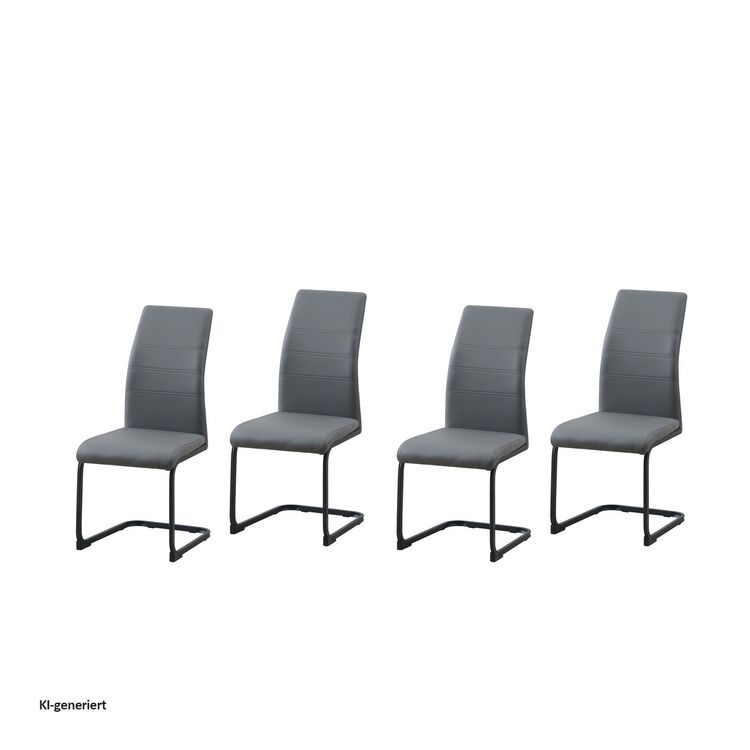 Produktbild: HTI-Living Schwingstuhl 4er Set PU grau SallyP Freischwinger Esszimmerstuhl Kunstleder