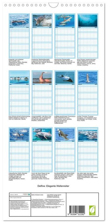 Produktbild: Familienplaner 2027 - Delfine: Elegante Wellenreiter mit 5 Spalten (Wandkalender, 21 x 45 cm) CALVENDO