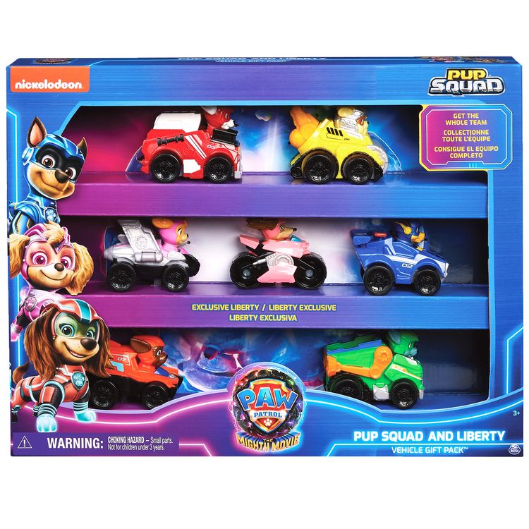 Produktbild: PAW Patrol: Der Mighty Kinofilm, 7-teiliges Pup Squad Racers-Geschenkset mit Liberty-Spielzeugauto, geeignet f&uuml;r Kinder ab 3 Jahren