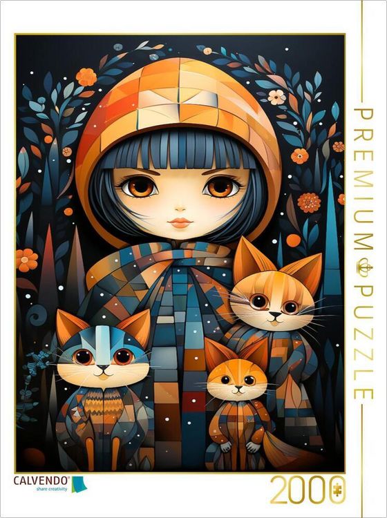 Produktbild: CALVENDO Puzzle M&auml;dchen mit Katzen | 2000 Teile Lege-Gr&ouml;&szlig;e 90x67cm Foto-Puzzle f&uuml;r gl&uuml;ckliche Stunden