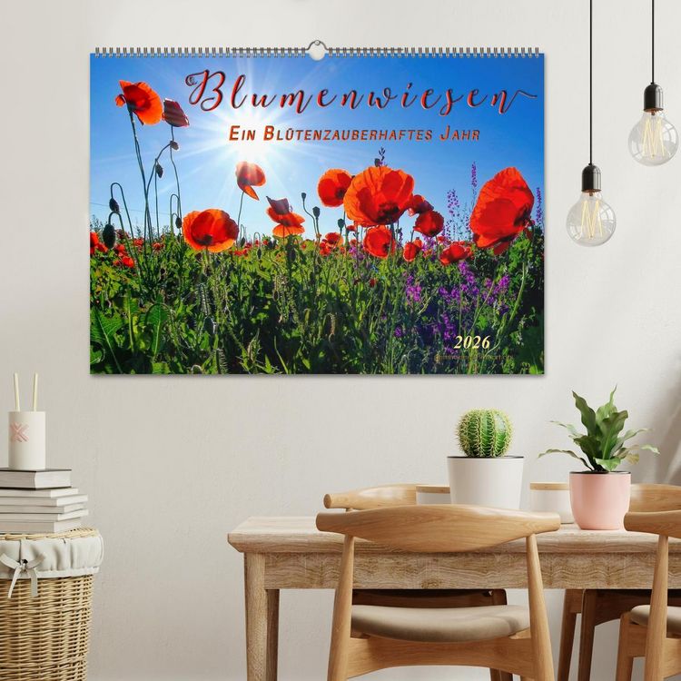 Produktbild: Blumenwiesen &ndash; ein bl&uuml;tenzauberhaftes Jahr (Wandkalender 2026 DIN A2 quer), CALVENDO Monatskalender