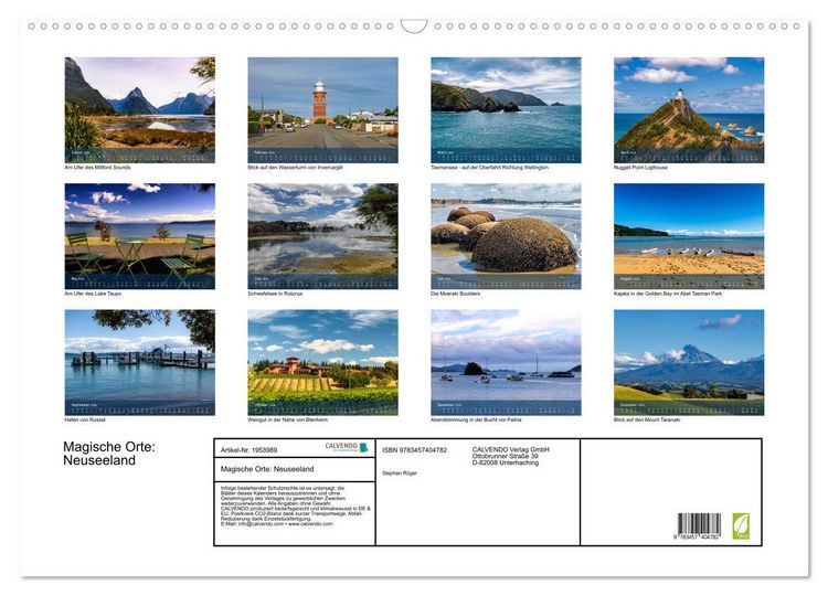 Produktbild: Magische Orte: Neuseeland (Wandkalender 2026 DIN A2 quer), CALVENDO Monatskalender