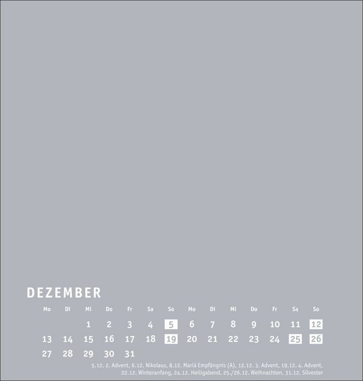 Produktbild: Premium-Bastelkalender silbergrau mittel 2027