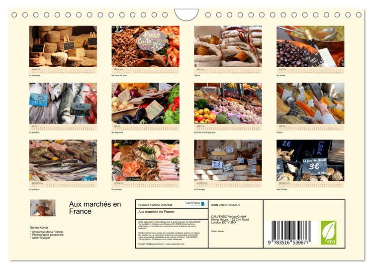 Produktbild: Aux march&eacute;s en France (Calendrier mural 2026 DIN A4 vertical), CALVENDO calendrier mensuel