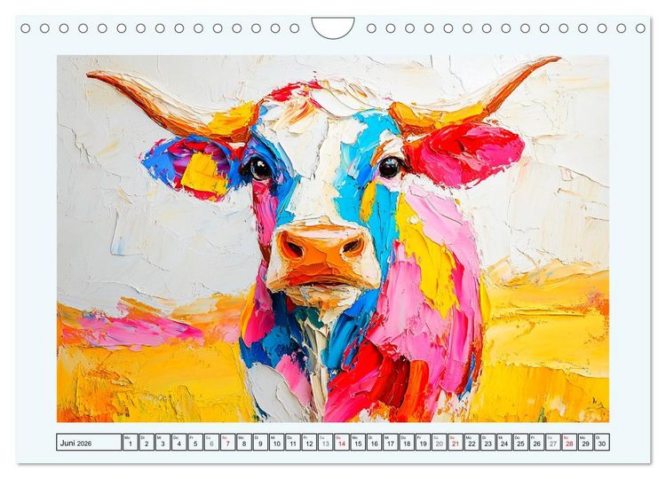 Produktbild: K&uuml;he im &Ouml;lgem&auml;lde-Stil. Ein Jahr mit lieblichen Tieren (Wandkalender 2026 DIN A4 quer), CALVENDO Monatskalender