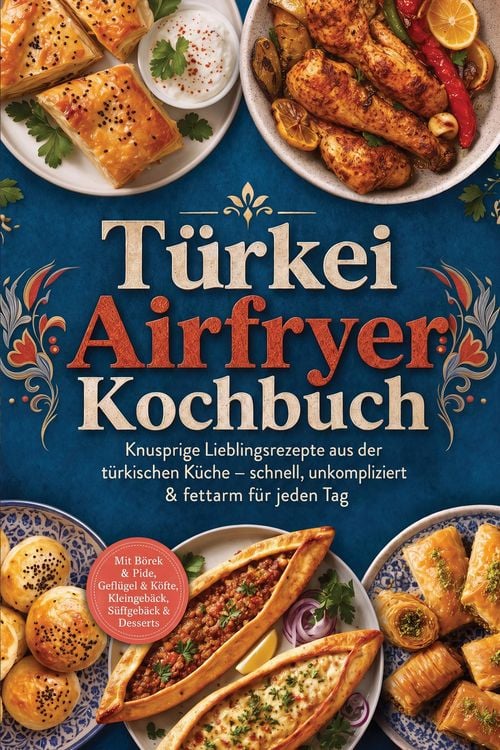 Produktbild: T&uuml;rkei Airfryer Kochbuch: Knusprige Lieblingsrezepte aus der t&uuml;rkischen K&uuml;che - schnell, unkompliziert & fettarm f&uuml;r jeden Tag. Mit B&ouml;rek & Pide, Gefl