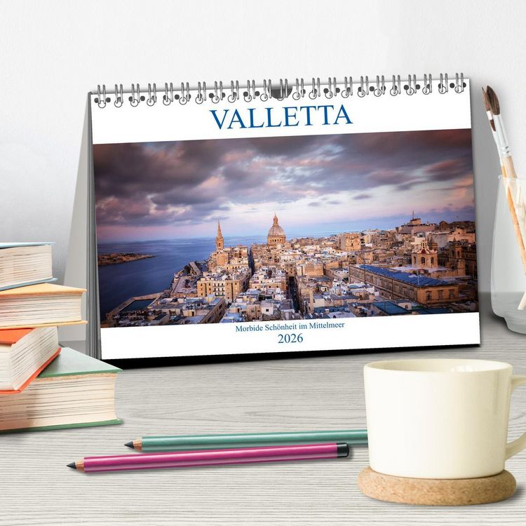 Produktbild: Valletta - Morbide Sch&ouml;nheit im Mittelmeer (Tischkalender 2026 DIN A5 quer), CALVENDO Monatskalender