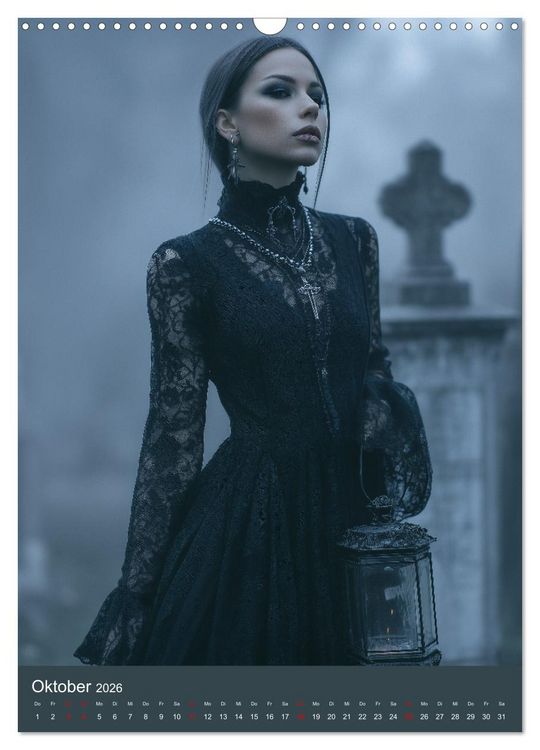Produktbild: Gothic Girls - d&uuml;stere Frauen in schwarzer Gothic-Kleidung (Wandkalender 2026 DIN A3 hoch), CALVENDO Monatskalender