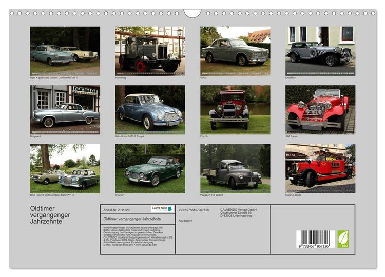 Produktbild: Oldtimer vergangenger Jahrzehnte (Wandkalender 2026 DIN A3 quer), CALVENDO Monatskalender
