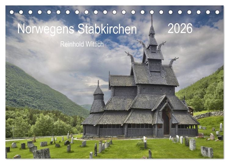 Produktbild: Norwegens Stabkirchen (Tischkalender 2026 DIN A5 quer), CALVENDO Monatskalender