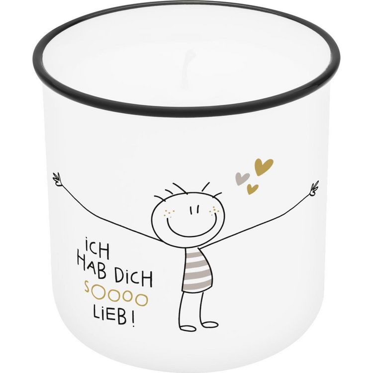 Produktbild: Lieblingskerze in Emailleoptik Motiv "Hab dich soooo lieb"