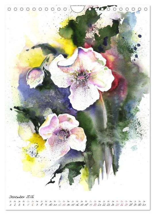 Produktbild: Bl&uuml;tenaquarelle (Wandkalender 2026 DIN A4 hoch), CALVENDO Monatskalender