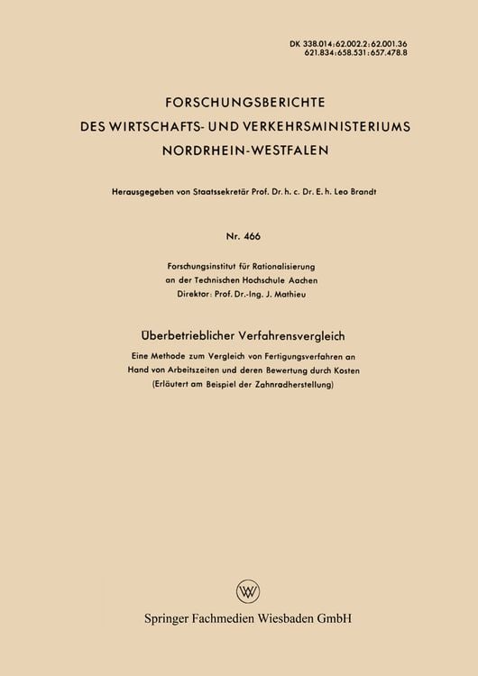 Produktbild: Überbetrieblicher Verfahrensvergleich