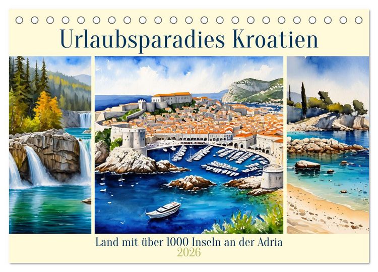 Produktbild: Urlaubsparadies Kroatien (Tischkalender 2026 DIN A5 quer), CALVENDO Monatskalender