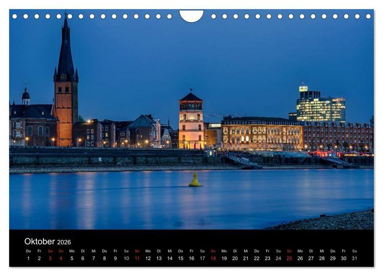 Produktbild: D&uuml;sseldorf - Ansichten am Abend (Wandkalender 2026 DIN A4 quer), CALVENDO Monatskalender